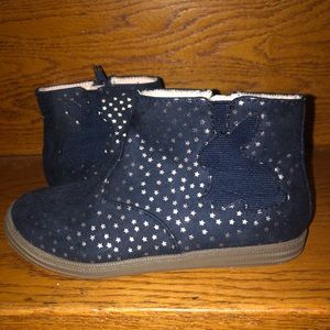 Navy ankle boots with gold stars